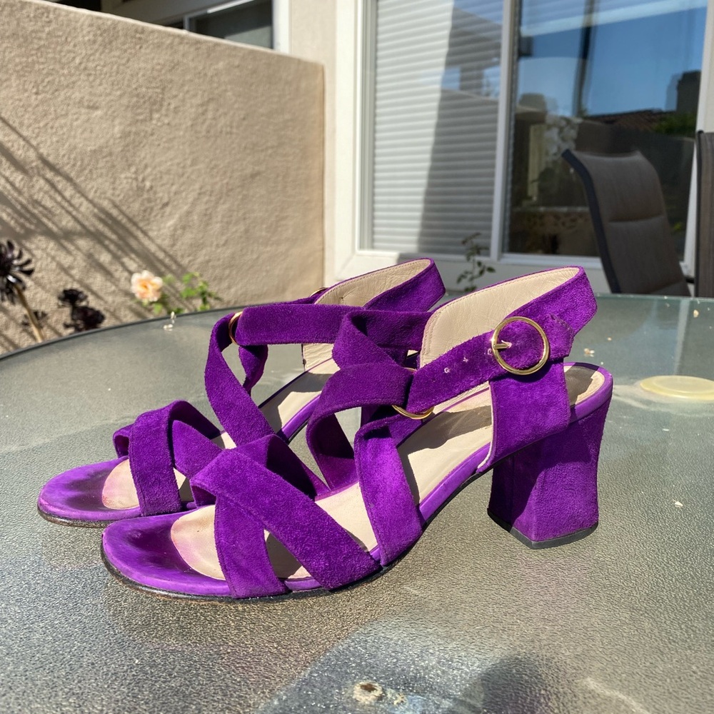 Vintage Purple Suede Strappy Sandals